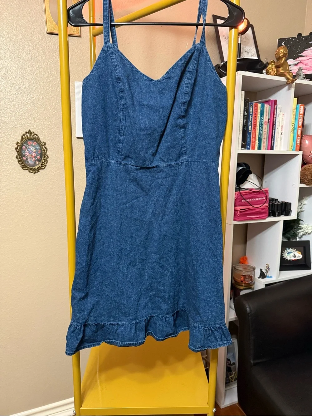 old navy sleeveless denim dress Patch Pocket Denim Mini Dress